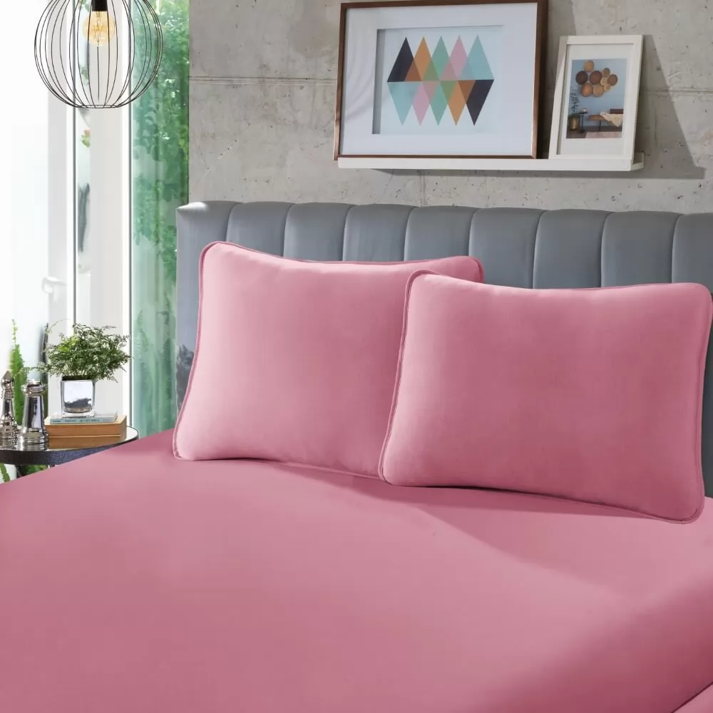 LENÇOL AVULSO MALHA RUBI |CASAL 30| 100% ALG -ROSÉ