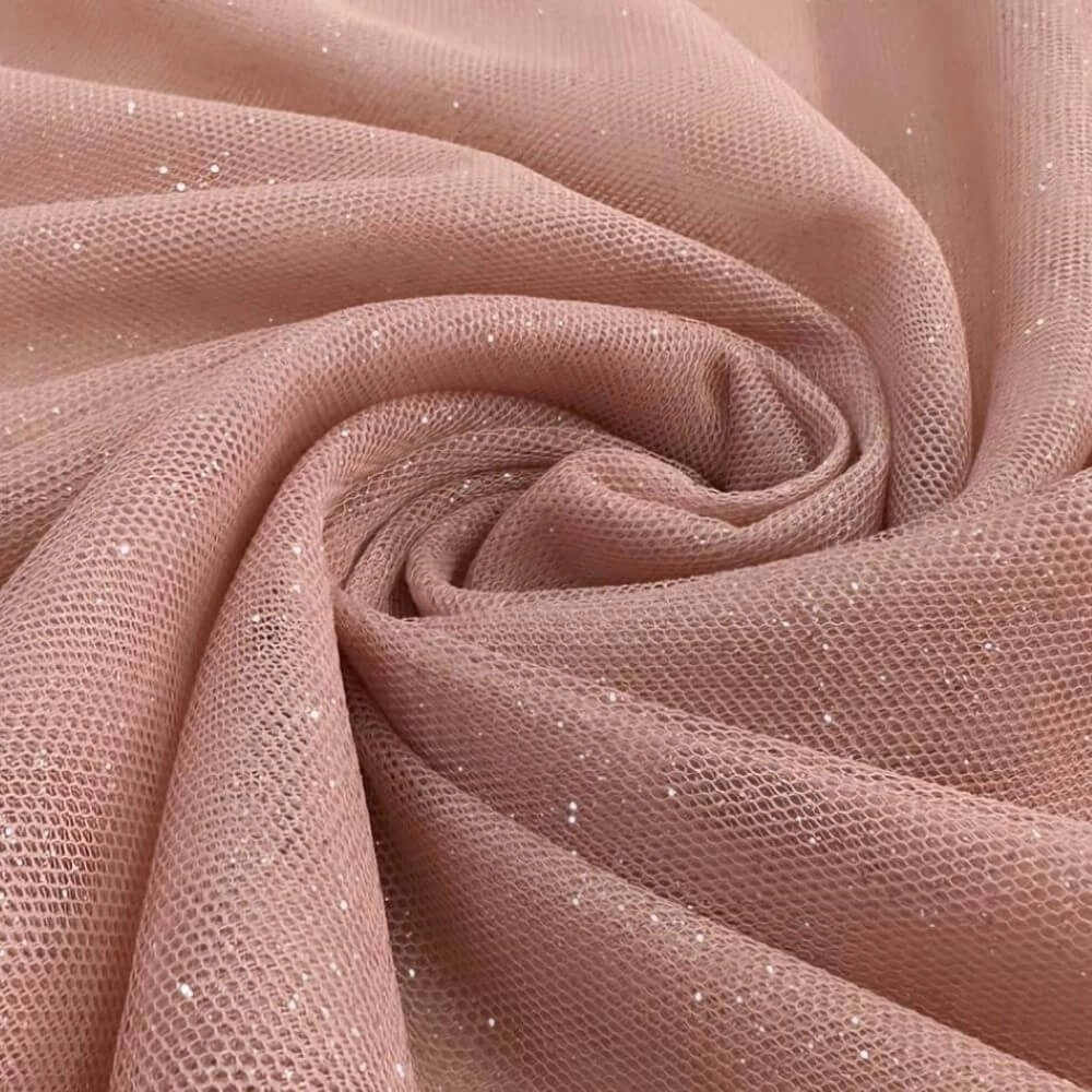 TECIDO TULE COM GLITTER-100% POL/150L - ROSÉ (6930)