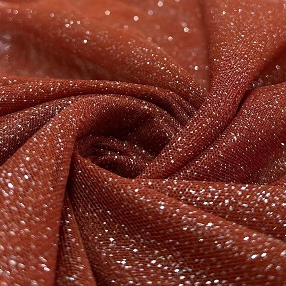 TECIDO TULE C/ GLITTER -100% POL/150L - TERRACOTA ESCURO (69170)