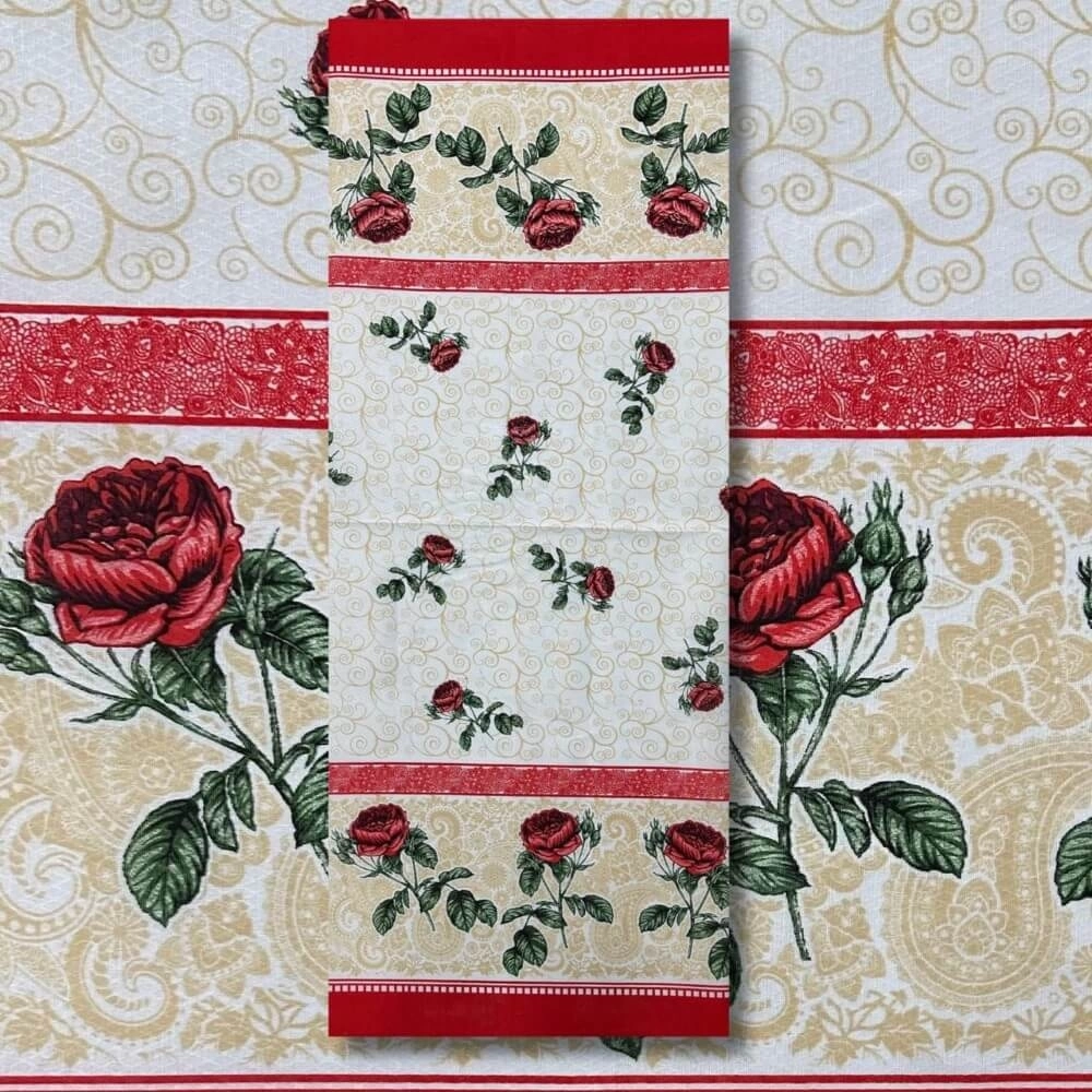 TECIDO TOALHA MESA FLORAL-100cmX150cmL-67% ALG 33% POL