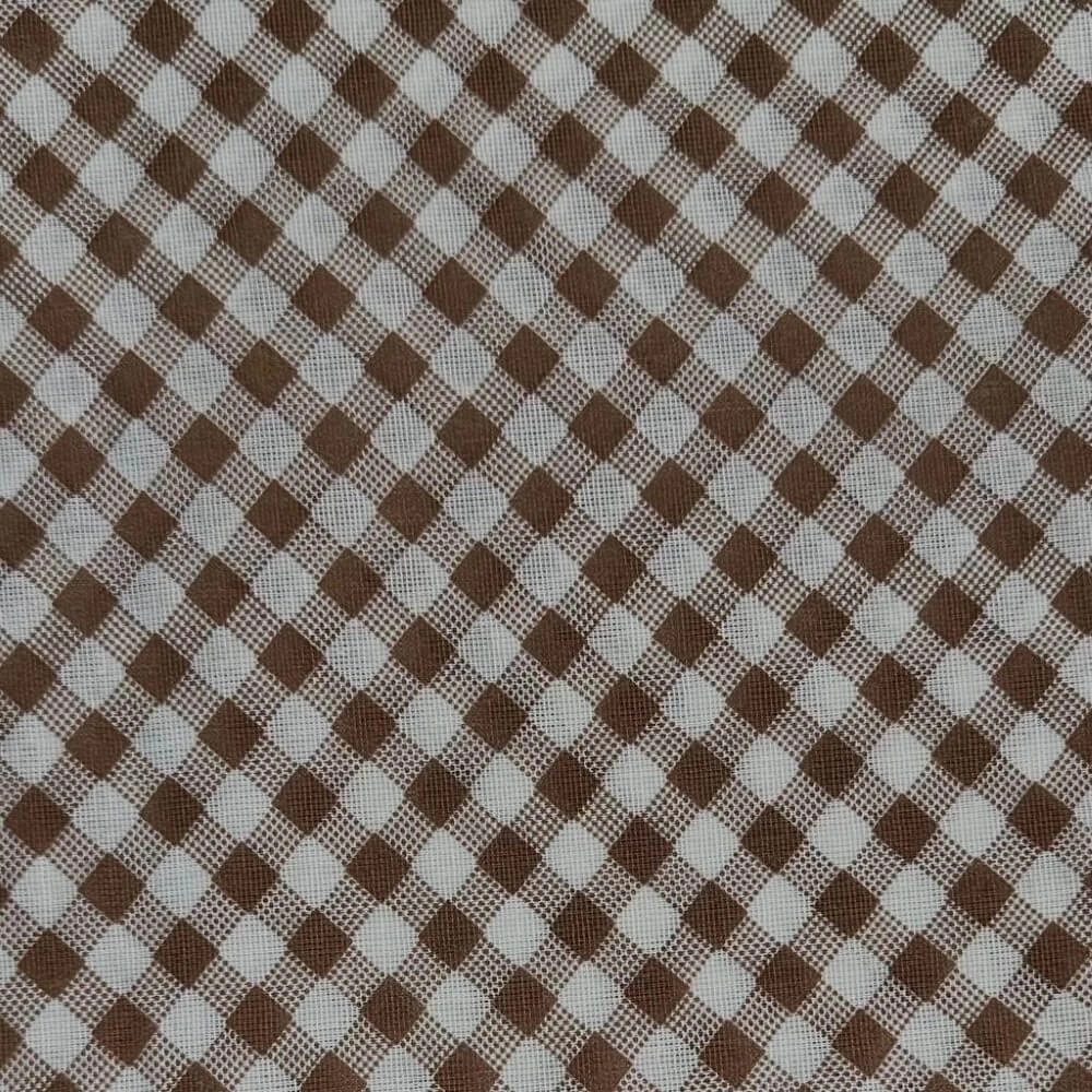 TECIDO POPELINE XADREZ -100cmX140cm-100%ALG - BEGE
