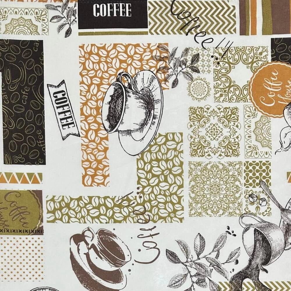 TECIDO ALGODÃO-CAFÉ/XICARAS-100x150cmL-67%ALG/33% POL