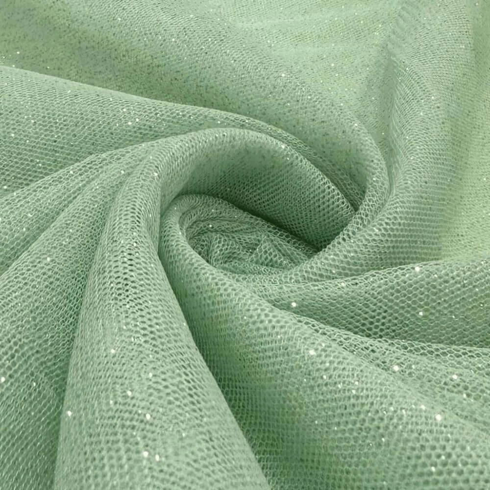TECIDO TULE COM GLITTER-100% POL/150L - VERDE ÁGUA (6966)