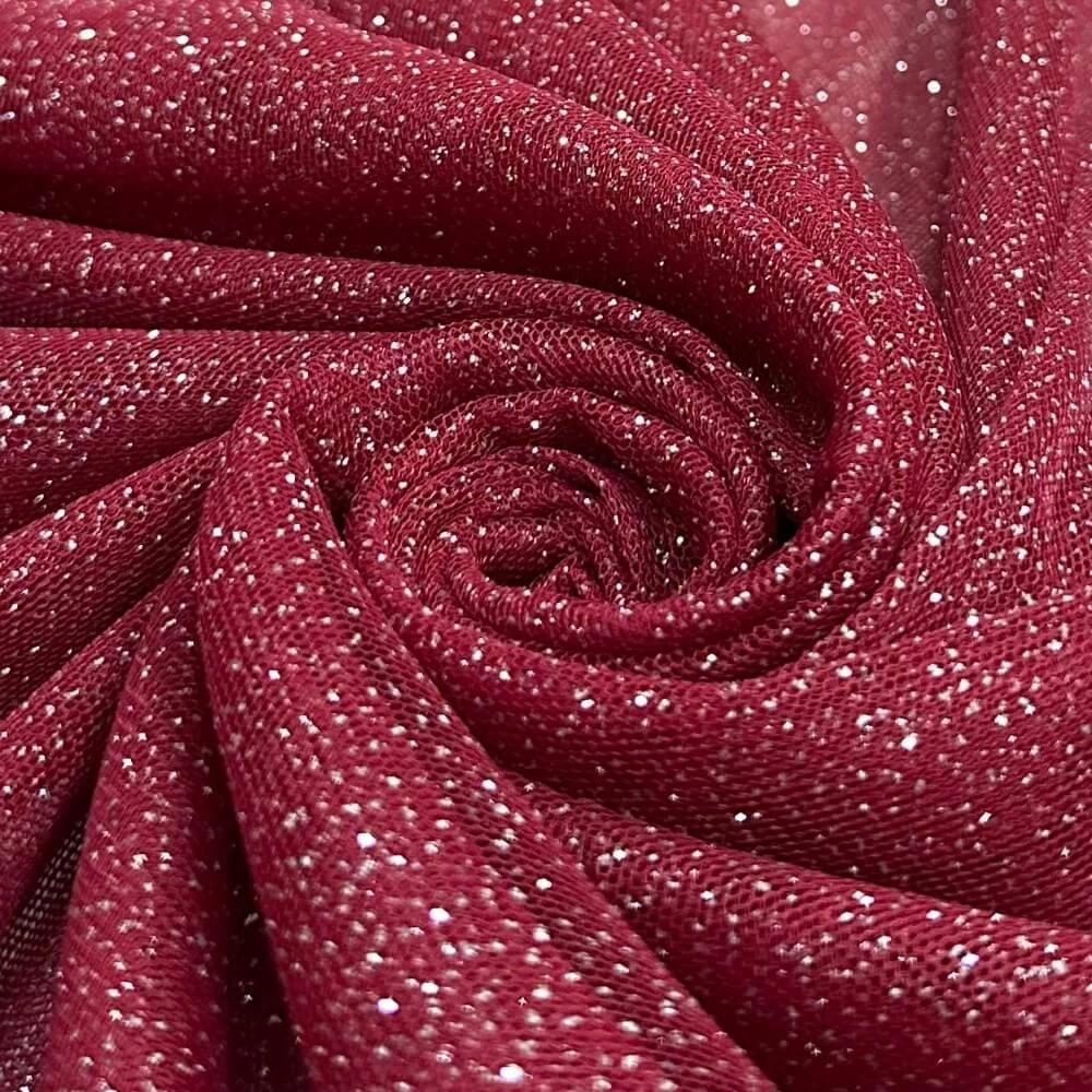 TECIDO TULE COM GLITTER-100% POL150L - MARSALA (6925)