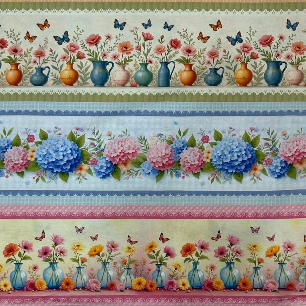 TRICOLINE FLORAL FLORAL |BARRADO FAIXA|  1,50L/100% ALG- T4162
