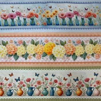 TRICOLINE FLORAL FLORAL |BARRADO FAIXA|  1,50L/100% ALG- T4162