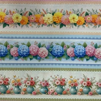 TRICOLINE FLORAL FLORAL |BARRADO FAIXA|  1,50L/100% ALG- T4162
