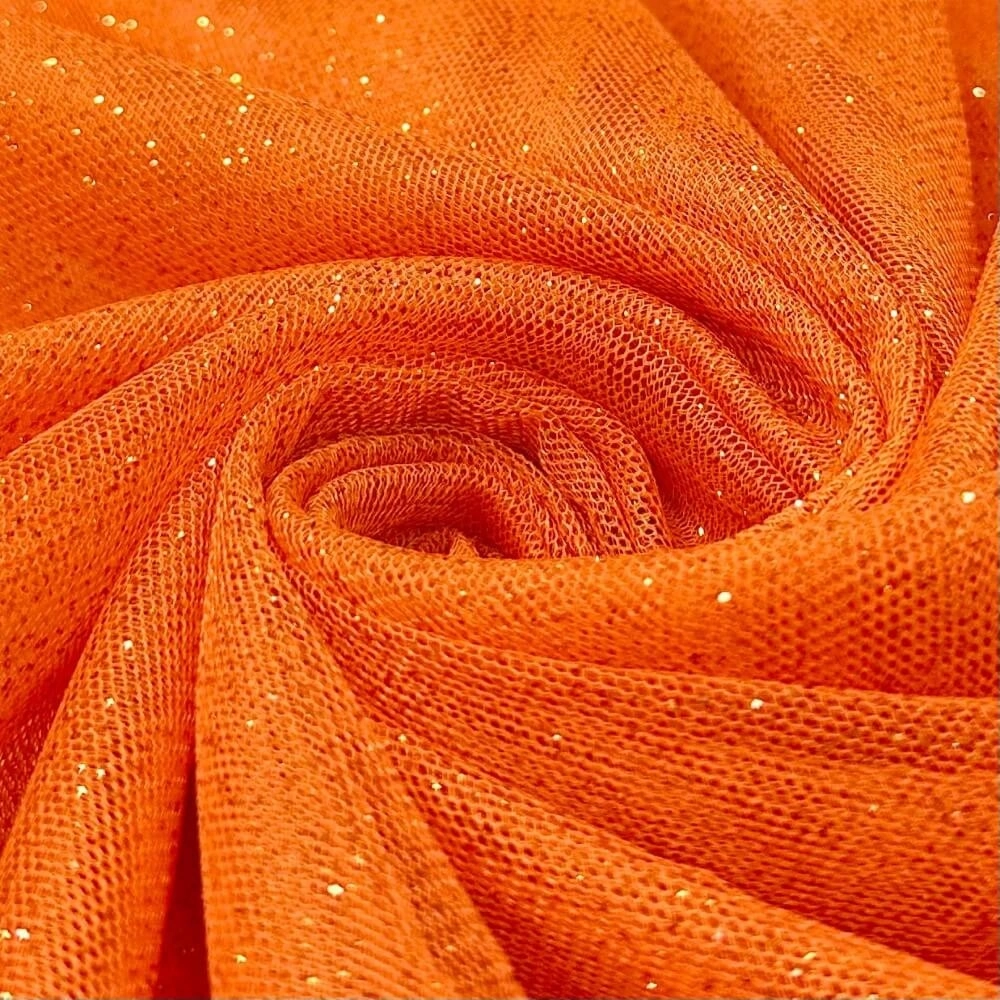 TECIDO TULE COM GLITTER-100% POL/150l -LARANJA (6943)