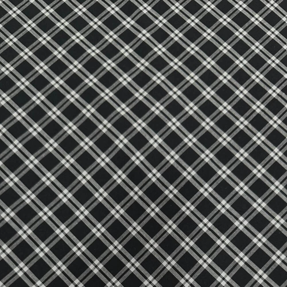 TECIDO TRICOLINE XADREZ FIO TINTO-100% ALG/150L - CINZA/PRETO  (TX53)