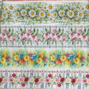 TRICOLINE FLORAL DIGITAL-BARRADO FAIXA -100cmX150cmL-100%ALG