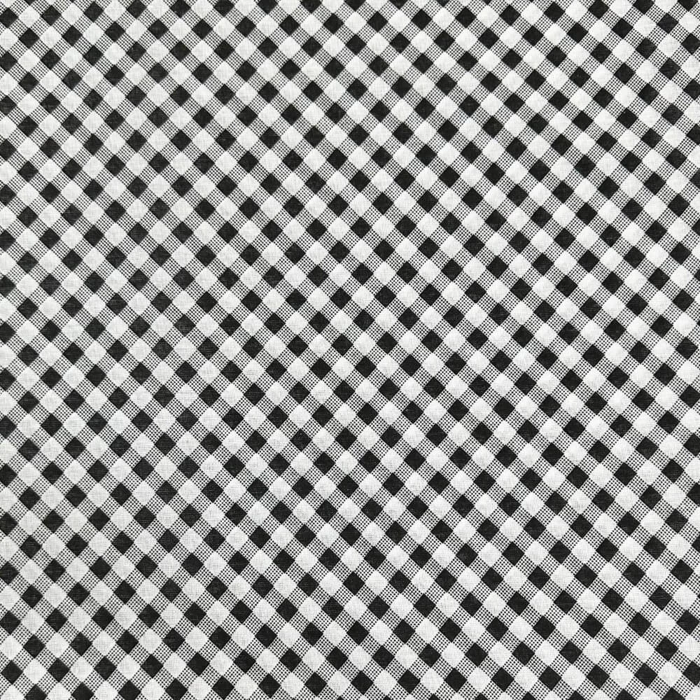 TECIDO POPELINE XADREZ  -100cmX140cm-100%ALG - PRETO