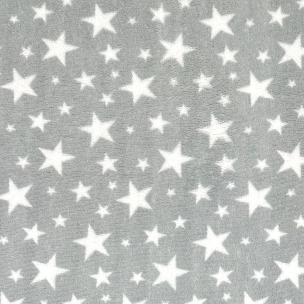 PELÚCIA FLEECE |ESTRELAS|100cmX160cmL- 100% POL-BRANCO/CINZA