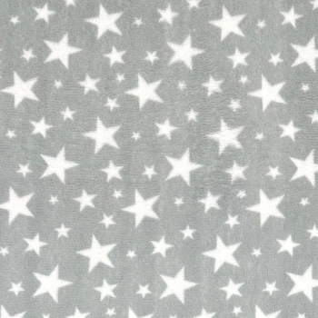 PELÚCIA FLEECE |ESTRELAS|100cmX160cmL- 100% POL-BRANCO/CINZA
