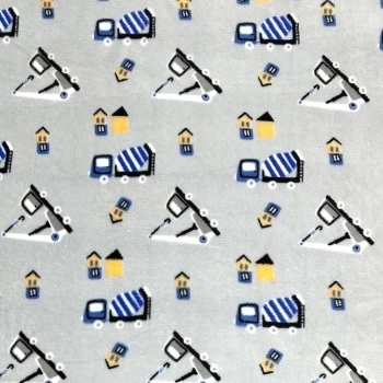 PELÚCIA FLEECE |CAMINHÕES|100cmX160cmL- 100% POL-CINZA/AZUL