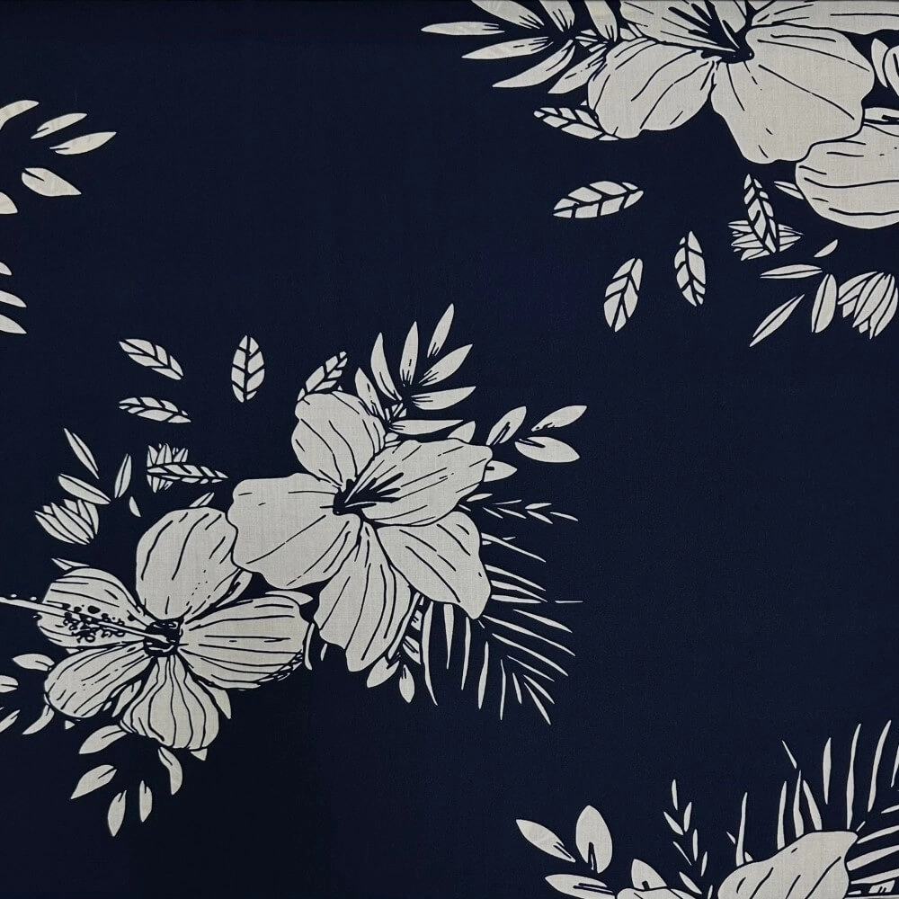 VISCOSE ESTAMPADA |FLORAL| 150L -100%VIS- (marinho) 0311156
