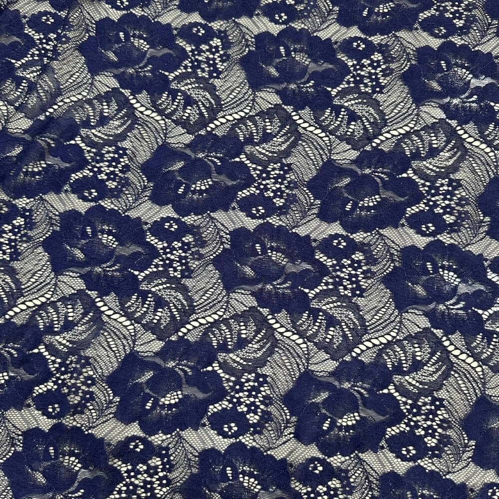 RENDA CHANTILLY -100cmx150cm-95% PA/05%ELAST - AZUL MARINHO