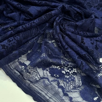 RENDA CHANTILLY -100cmx150cm-95% PA/05%ELAST - AZUL MARINHO