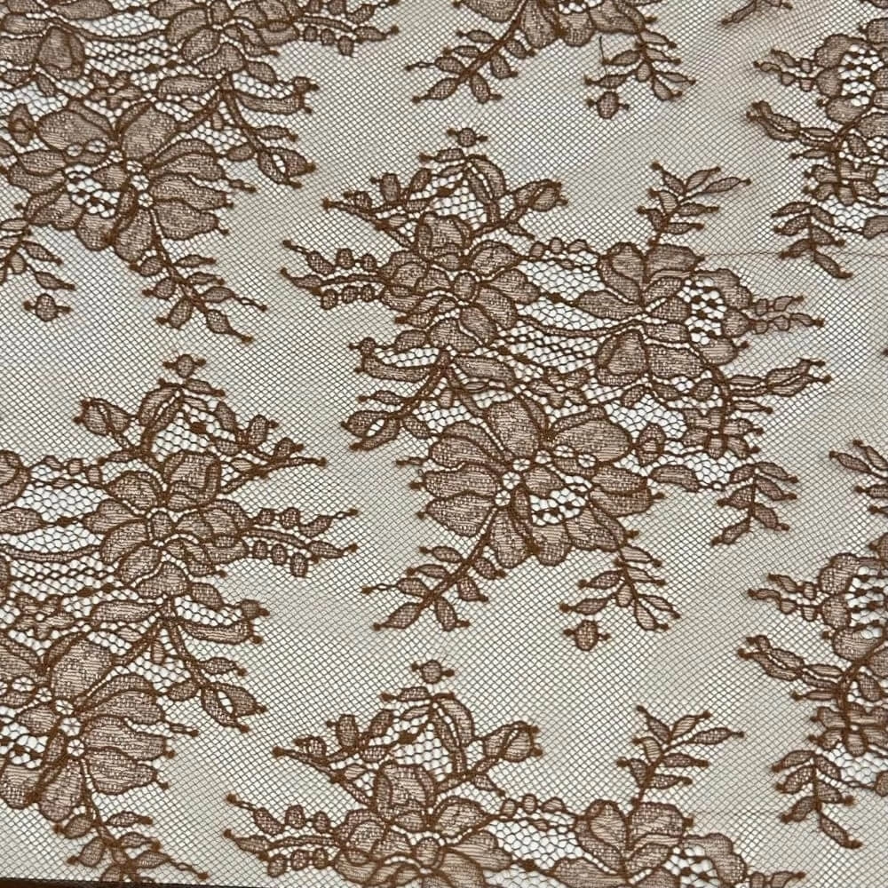 RENDA FRANCESA -100cmx150cm-96% PA/04%ELAST -marrom