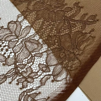 RENDA FRANCESA -100cmx150cm-96% PA/04%ELAST -marrom