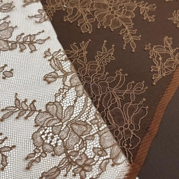 RENDA FRANCESA -100cmx150cm-96% PA/04%ELAST -marrom