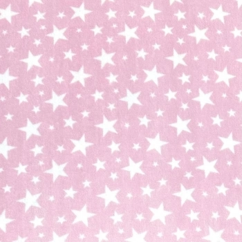 PELÚCIA FLEECE |ESTRELAS|100cmX160cmL- 100% POL-ROSA/BRANCO