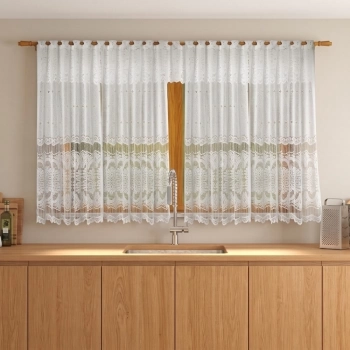 CORTINA DE RENDA COZINHA -220cmX120cm+030cm - 100%POL-BRANCA