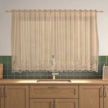 CORTINA DE RENDA -COZINHA -200cmX120cm - 100%POL-BEGE
