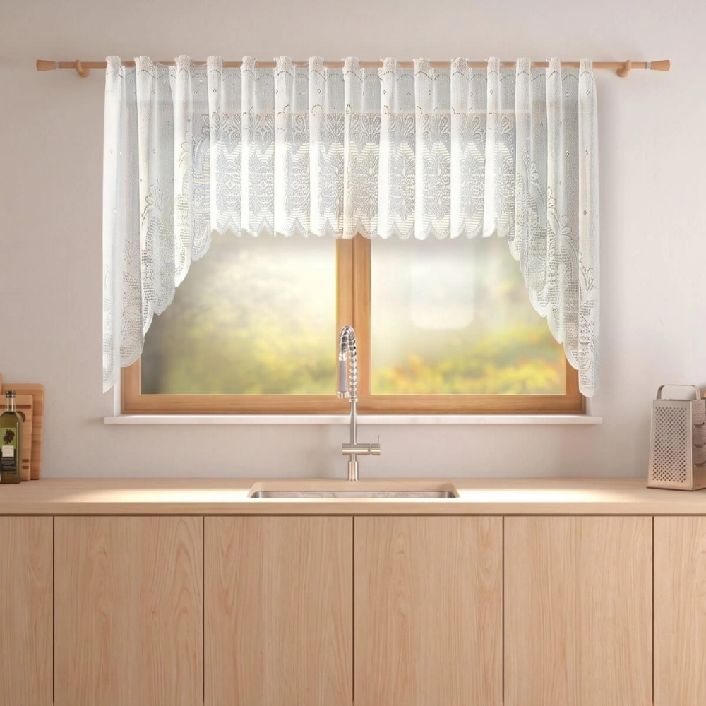 CORTINA CASCATA CLÁSSICA ARABESCO-300cmX100cm-100%POL-BRANCA