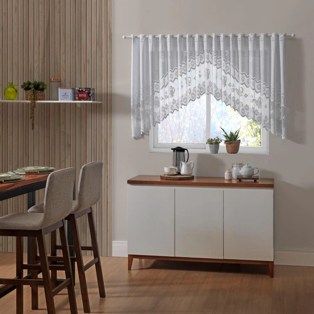 CORTINA CASCATA CLÁSSICA BULE-300cmX100cm-100%POL-BRANCA